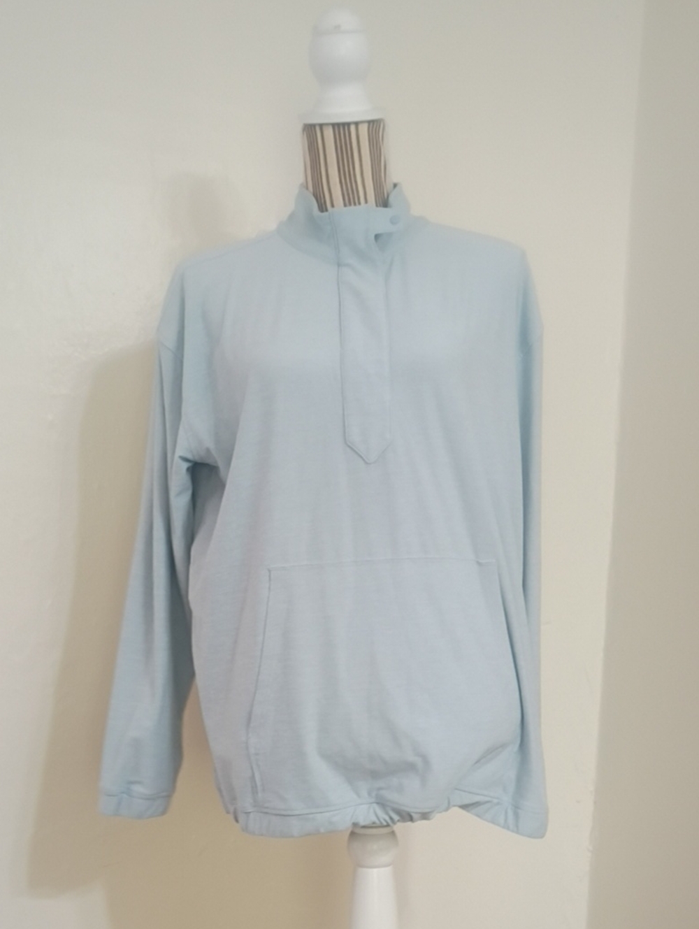 Lands' End Light Blue Pullover Quarter Zip Long Sleeve Top Size M 10-12